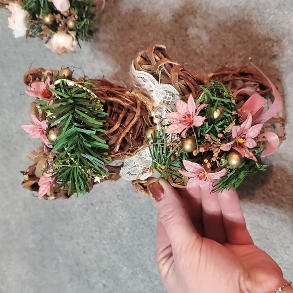 Vintage grapevine angels 2 Christmas pink victorian - Picture 3 of 10